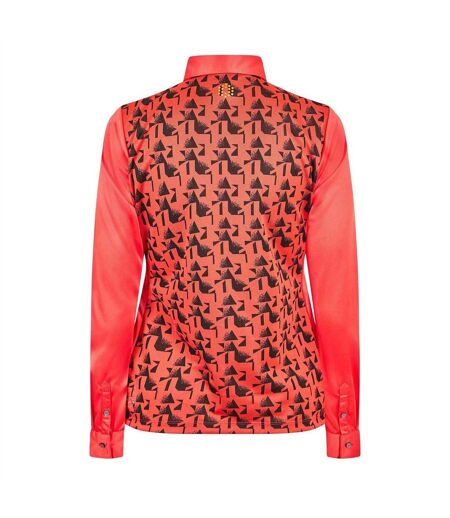 Womens/ladies Abstract Long-sleeved Golf Polo Shirt Pink Puma