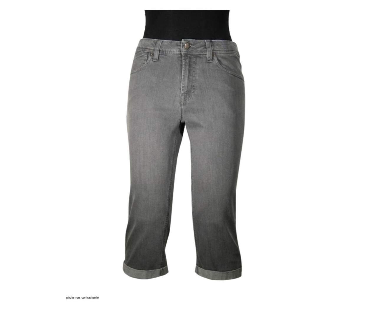 MAYFLOWER 110076U001 - Pantacourt 5 poches pour femme : le confort du denim stretch gris double stone-3