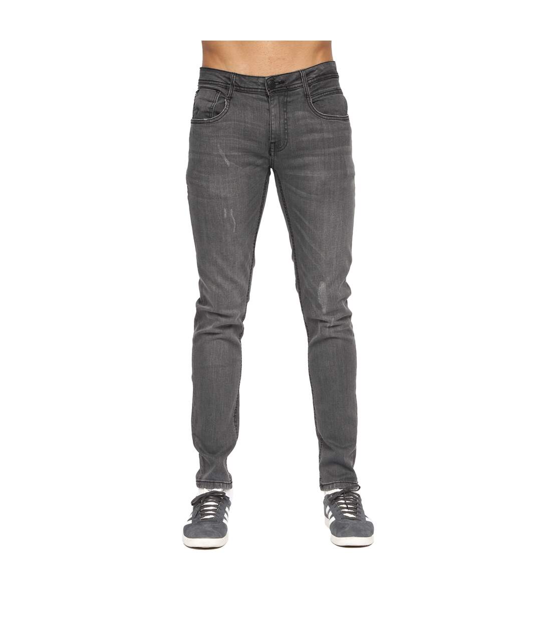 Jeans Tranfold Homme Gris Délavé À La Pierre Ponce Duck And Cover-2