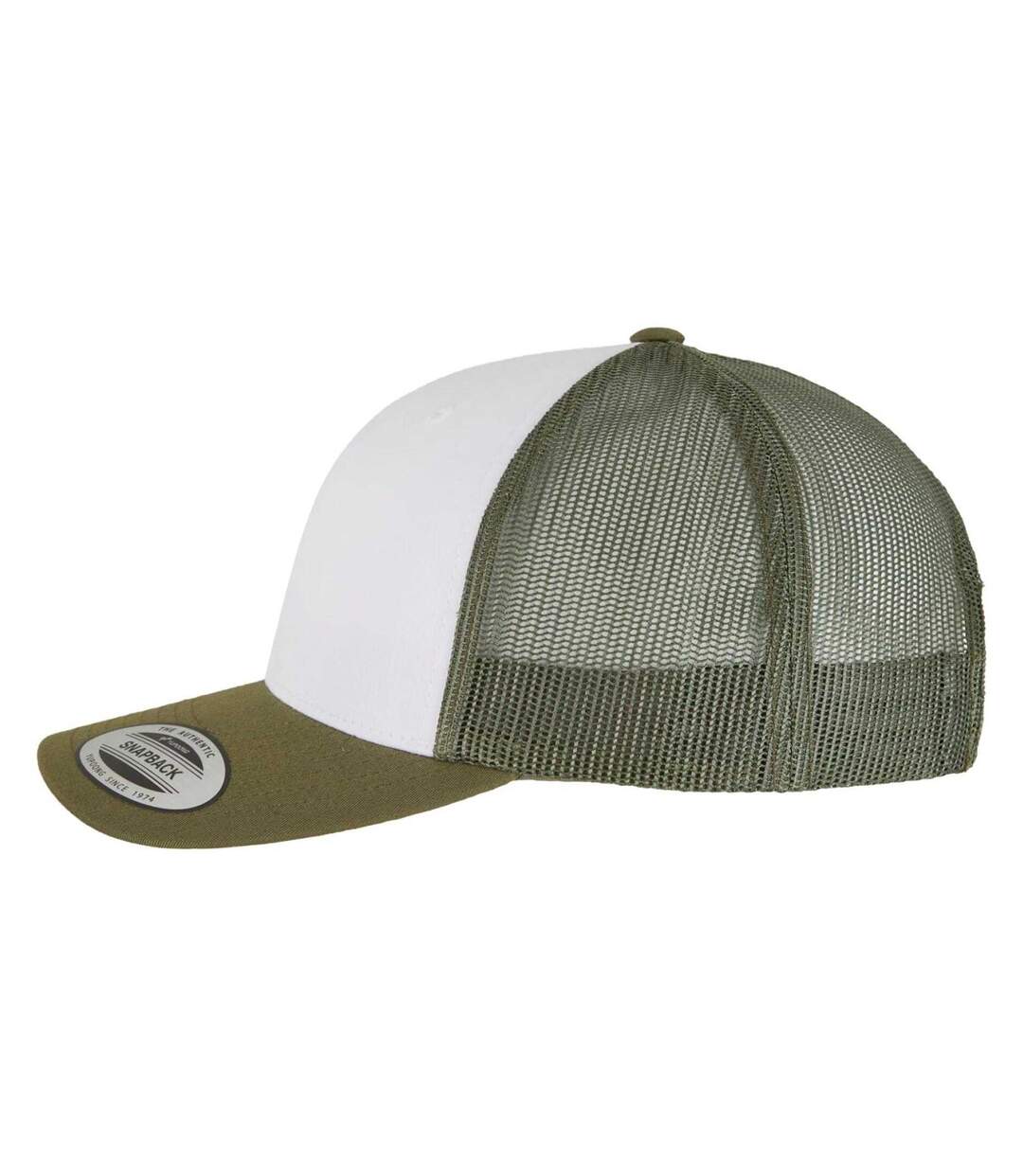 Casquette Trucker Motif/style Rétro Adulte Vert Kaki Foncé Blanc Olive Flexfit-3