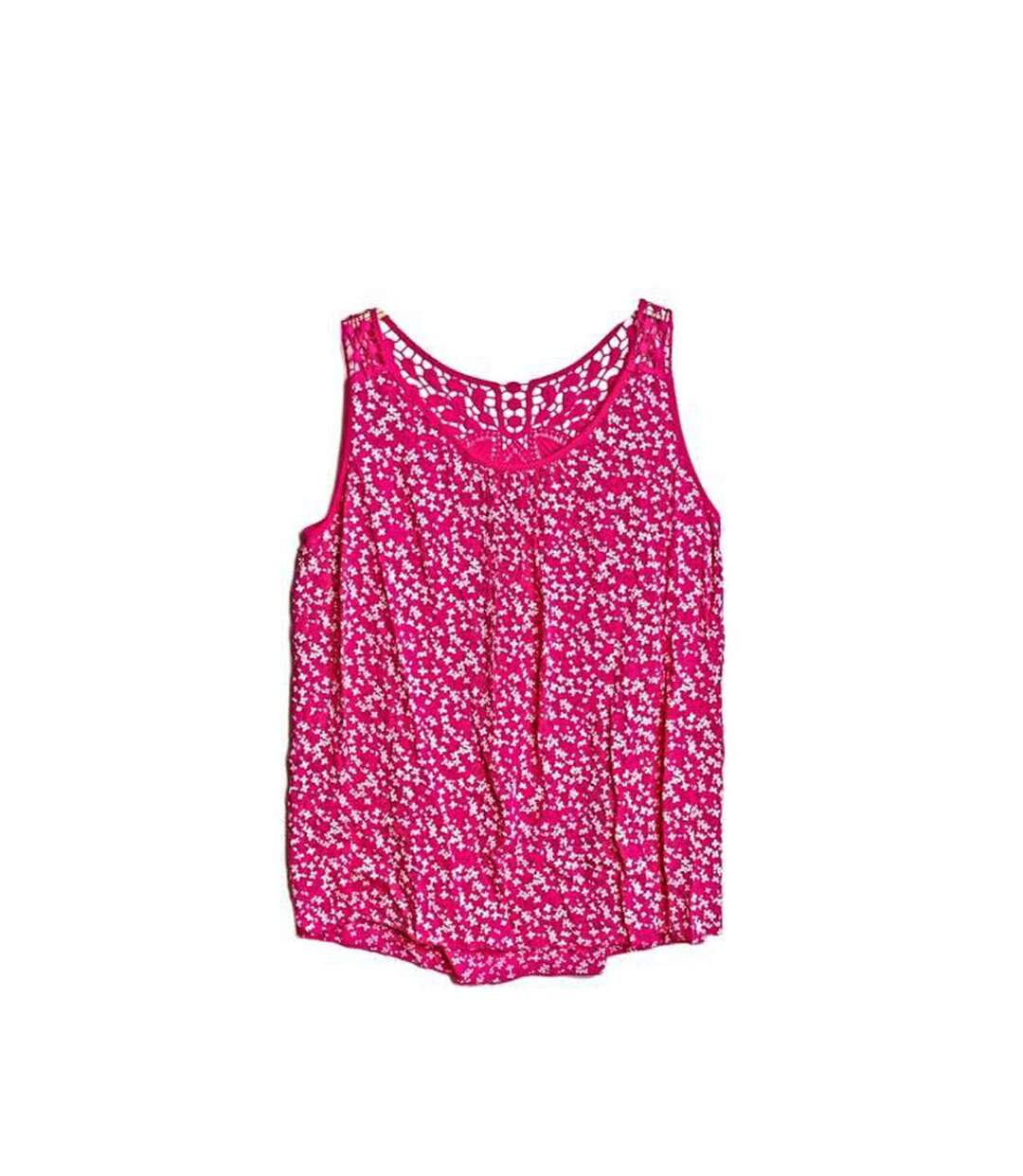 Tunique femme sans manche - Blouse motifs fleurs - Couleur rose-1