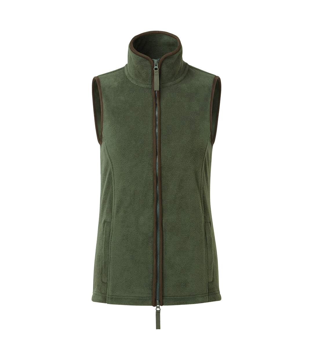 Veste sans manches artisan femme vert kaki foncé / marron Premier-1