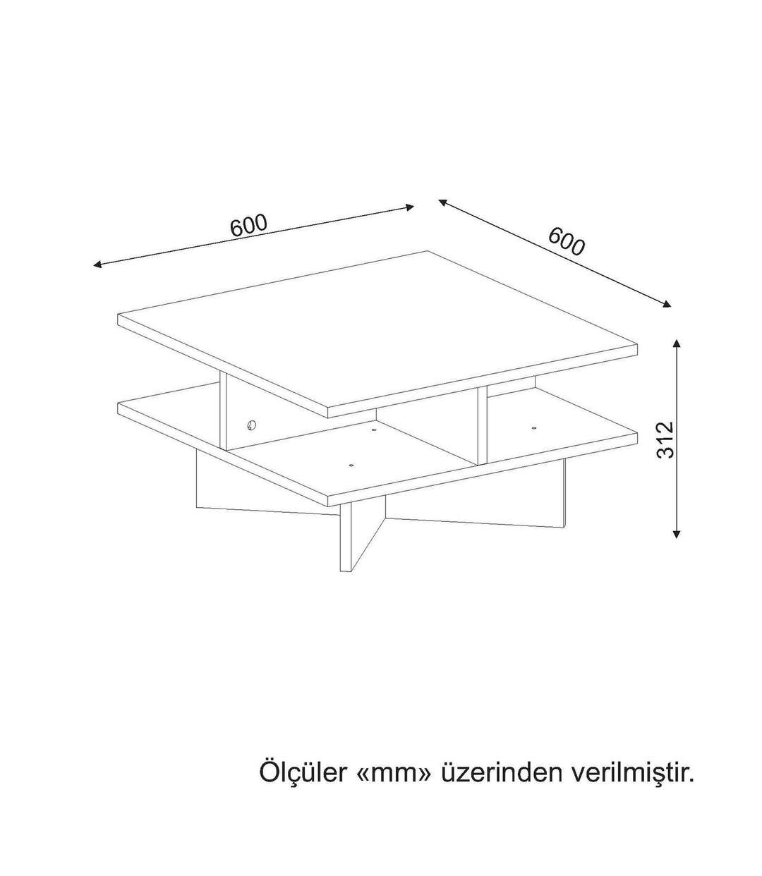Table basse design scandinave Hamton - L. 60 x H. 31 cm - Marron noix-4