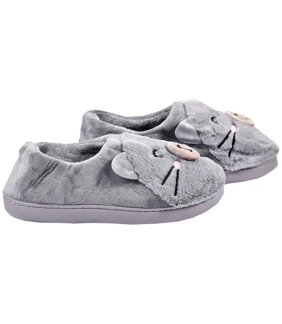 PANTOUFLE Femme Chausson Fantaisie MD8726 GRIS-2