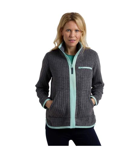 Womens/ladies tilly grid full zip fleece jacket navy Weird Fish