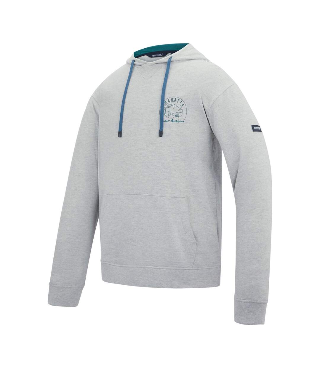 Sweat À Capuche Motif/style Imprimé Au Dos Cline Homme Gris Chiné Vert Méditerranéen Regatta-4