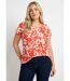 T-shirt manches courtes uni ou imprimé fleurs-1