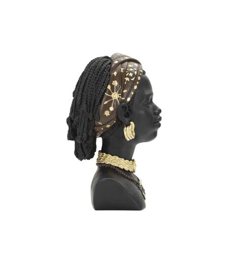 Statuette Tête Femme Bandeau Massai 30cm Noir