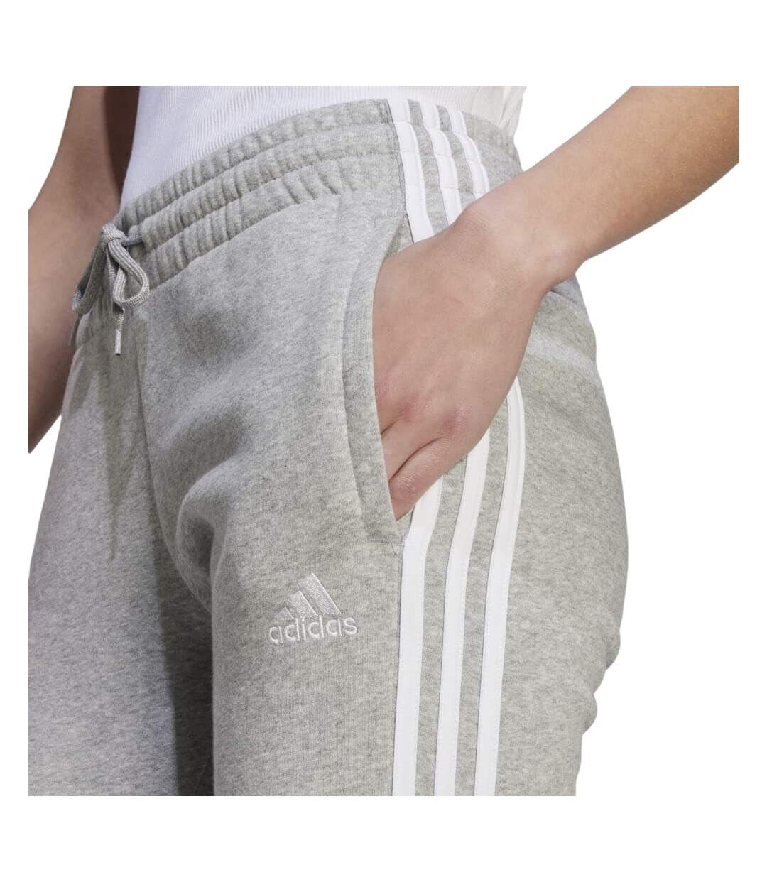 Womens/ladies 3 Stripes Jogging Bottoms Grey Adidas-4