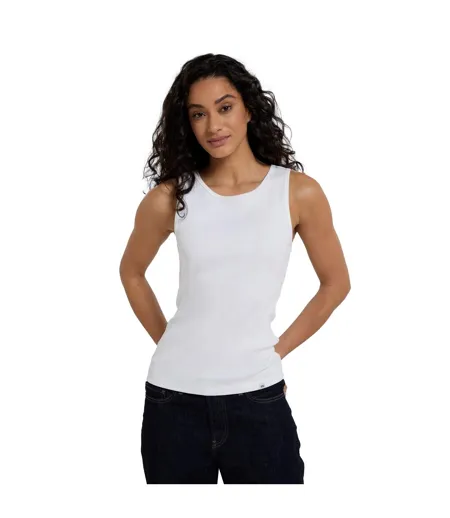 Womens/ladies Ribbed Organic Tank Top White Animal
