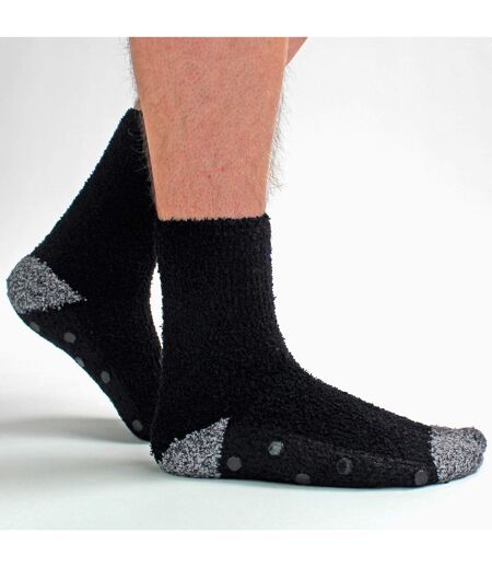 4 Pack Mens Cosy Soft Fluffy Slipper Bed Socks with Grips