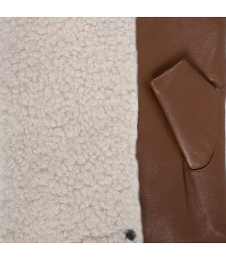 Isotoner Mitaines femme cuir d'agneau pleine fleur doublé micro-fourrure