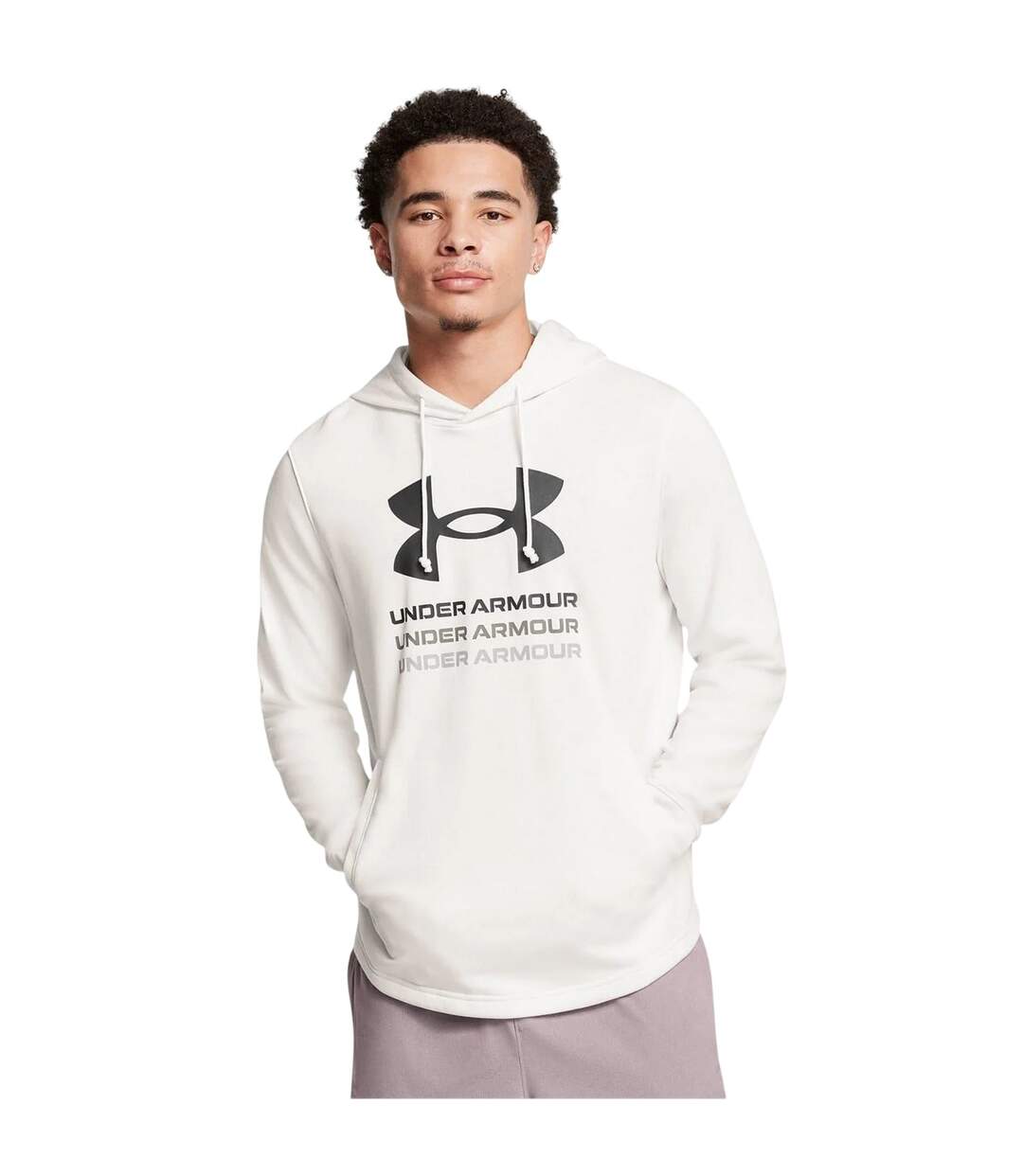 Mens Rival Terry Graphic Hoodie White Under Armour-4