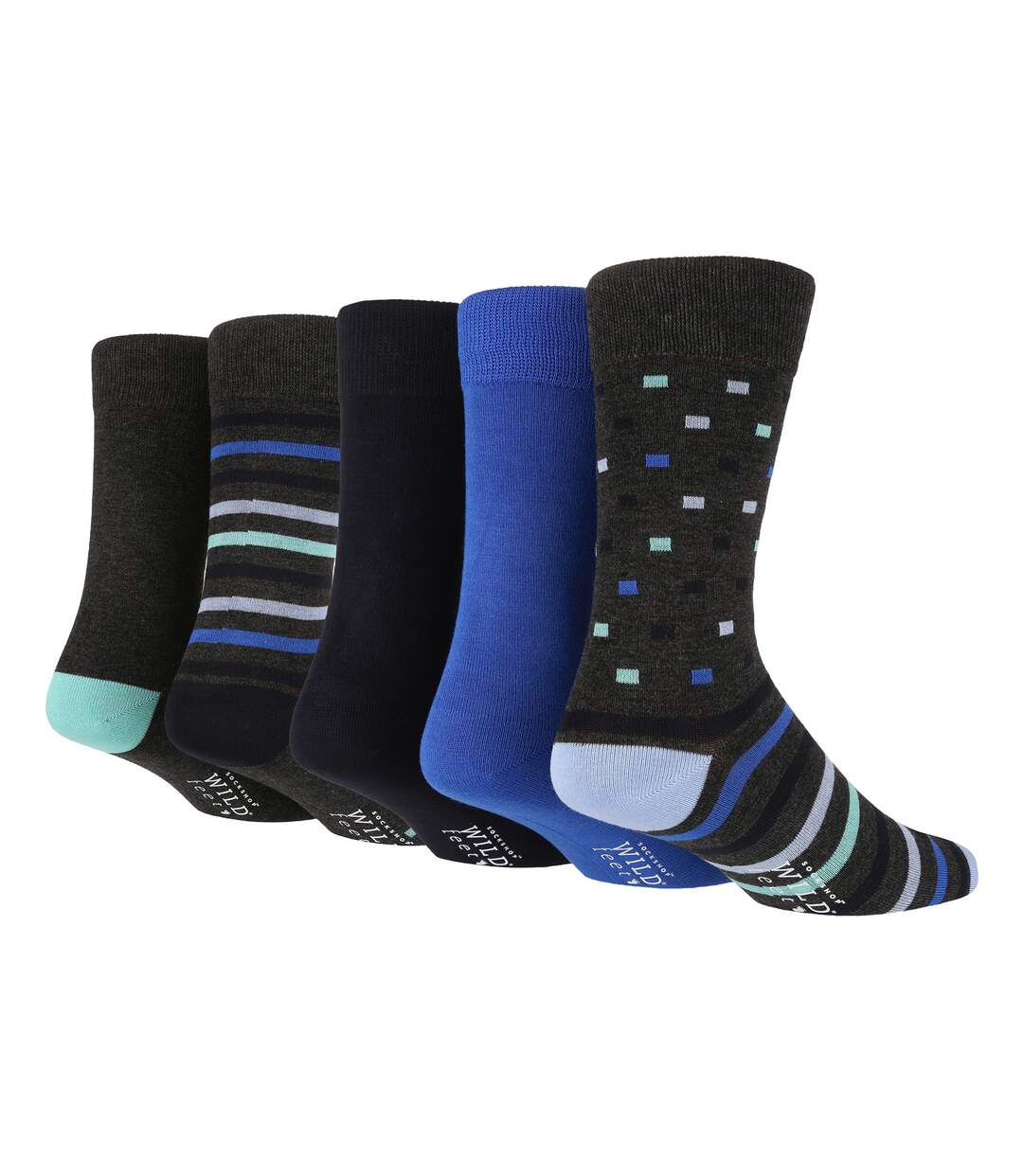 Wild Feet - 3 Paires Homme Chaussettes | Chaussettes Bambou Unies Rayures