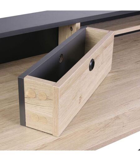 Bureau en Acier et MDF avec Tiroir et Niches de rangement - Noir