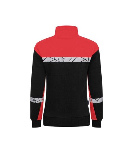 Womens/ladies Progression 7105 Reflective Sweatshirt Black Red Projob