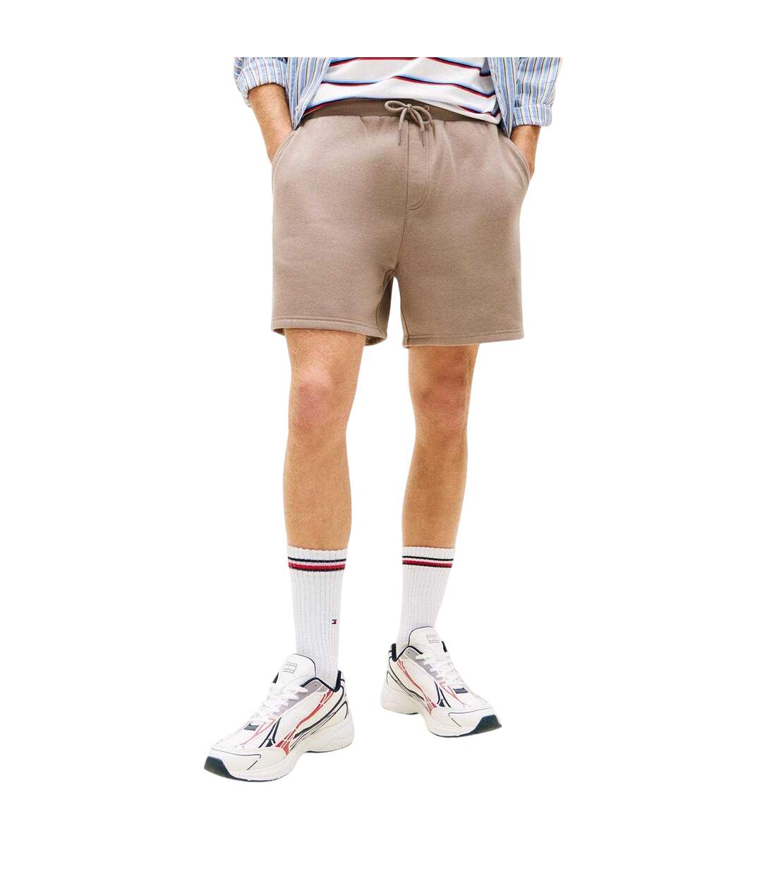 Short De Jogging Motif/style Logo Et Drapeau Homme Marron Clair Tommy Jeans-4