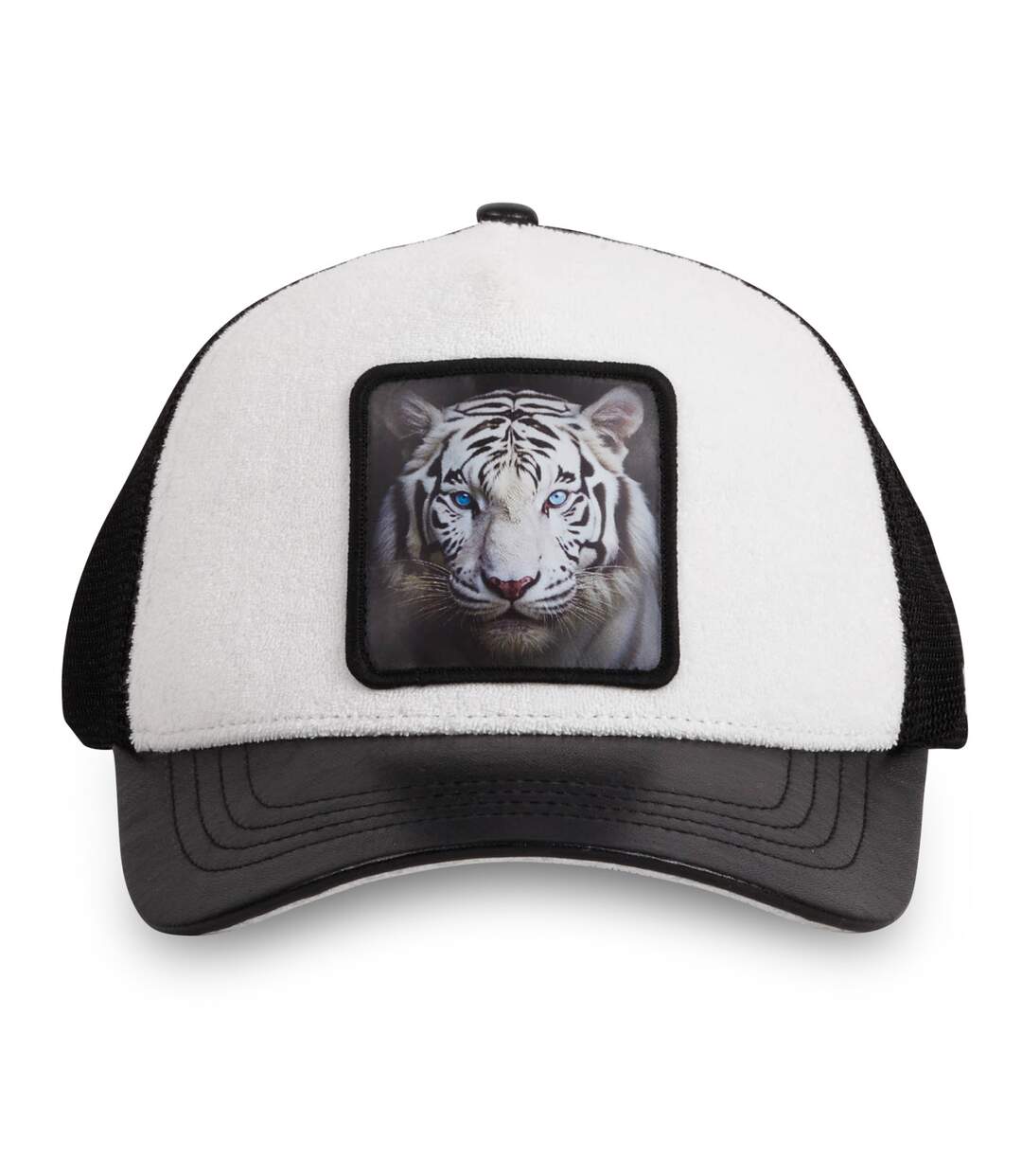 Casquette trucker semi curved avec filet bi-matière  animal White Tig Hatfield-1