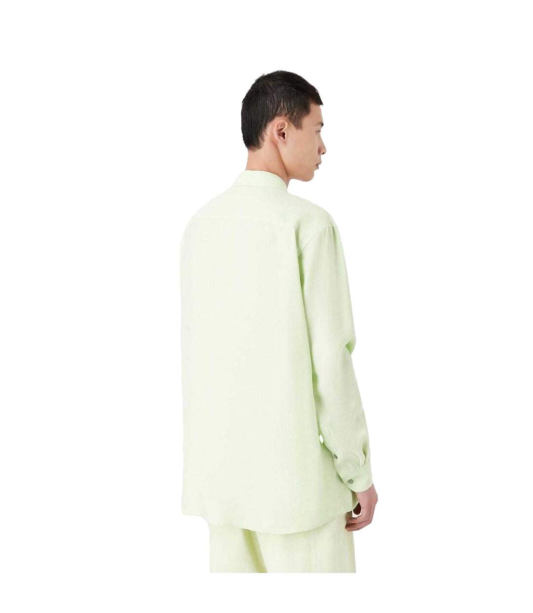 Mens Palm Tree Linen Blend Regular Long-sleeved Shirt Green Emporio Armani EA7-3