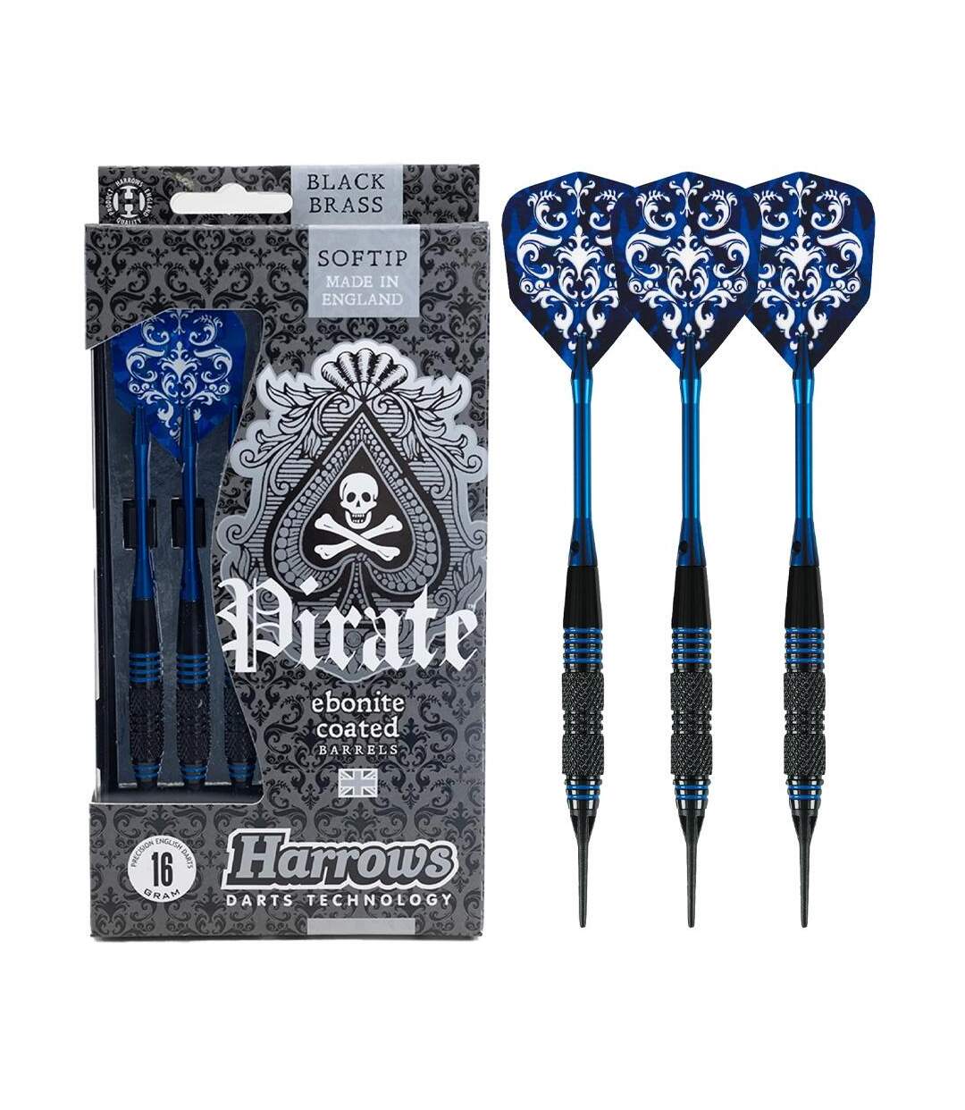 X3 fléchettes noir/bleu nylon pirate-1