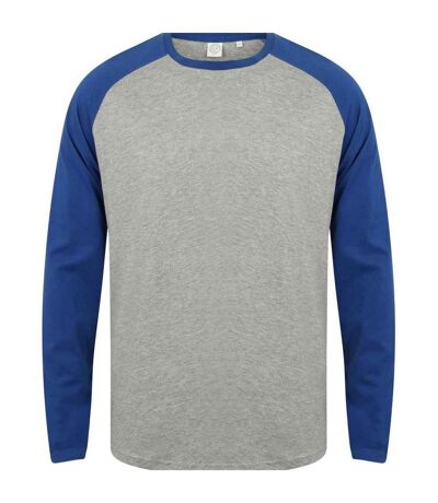 T-shirt homme gris chiné / bleu roi Skinni Fit