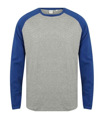 T-shirt homme gris chiné / bleu roi Skinni Fit