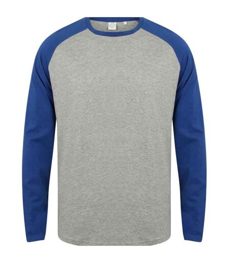 T-shirt homme gris chiné / bleu roi Skinni Fit