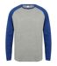 T-shirt homme gris chiné / bleu roi Skinni Fit