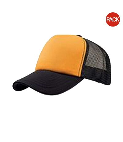 Lot de 2  casquettes rapper adulte jaune / noir Atlantis