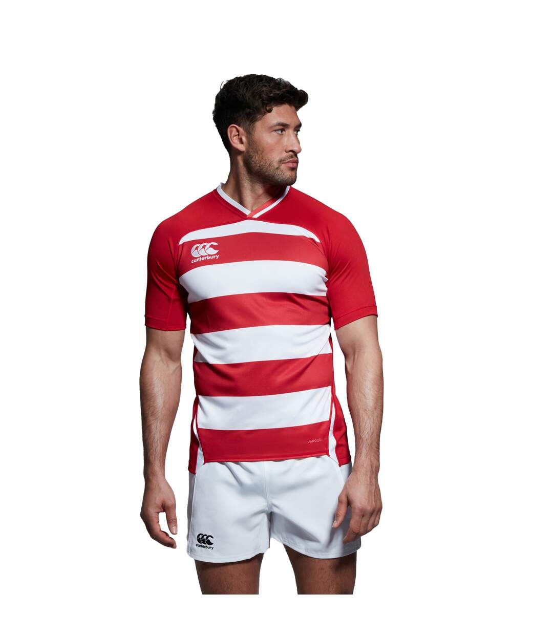 Mens Evader Hooped Vapodri Jersey Flag Red Canterbury-1