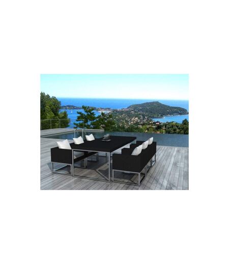 Table & 6 Fauteuils de Jardin Bali 200cm Noir