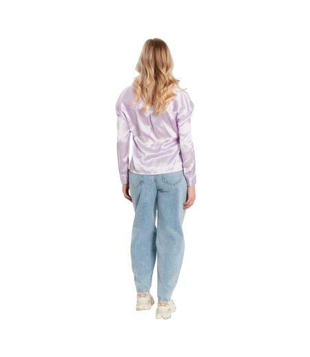 Womens/ladies Satin Relaxed Fit Long-sleeved Shirt Lilac Influence