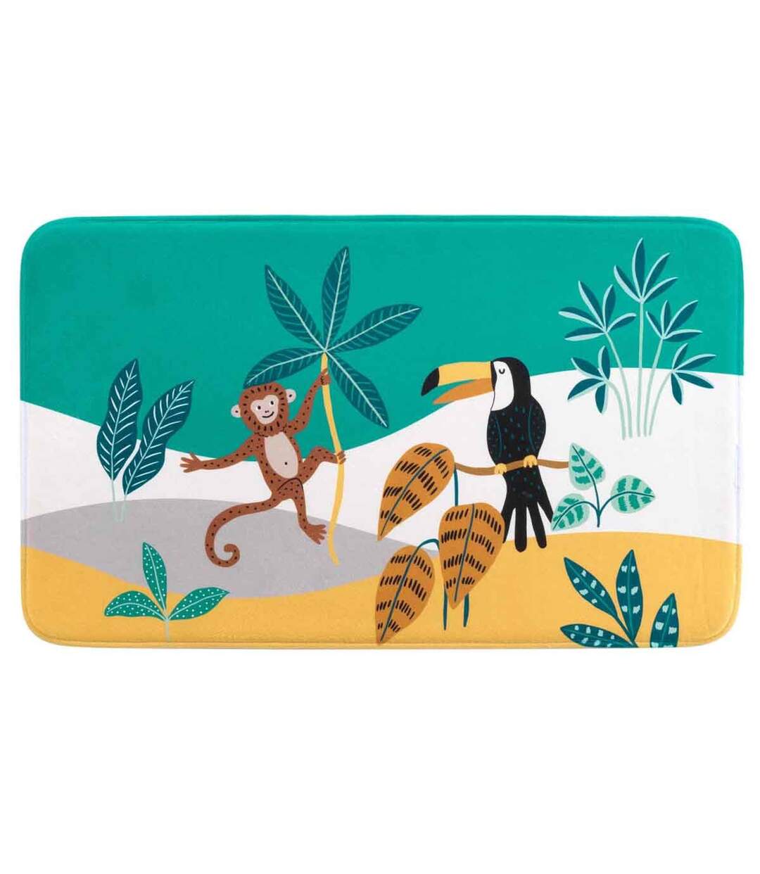 Tapis Enfant Imprimé Jungle Story 45x75cm Vert-1