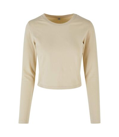 Build Your Brand Womens/Ladies Long-Sleeved Crop Top (Sand) - UTRW9814