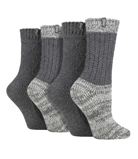 Ladies 4 Pack Wool Boot Socks | Casual Cable Knit Socks for Winter