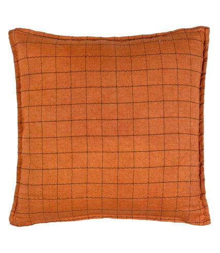 Yard Oxford Trim Linen Grid Throw Pillow Cover (Brick) (50cm x 50cm)