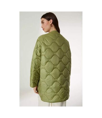 Womens/ladies lightweight quilted longline jacket khaki Principles