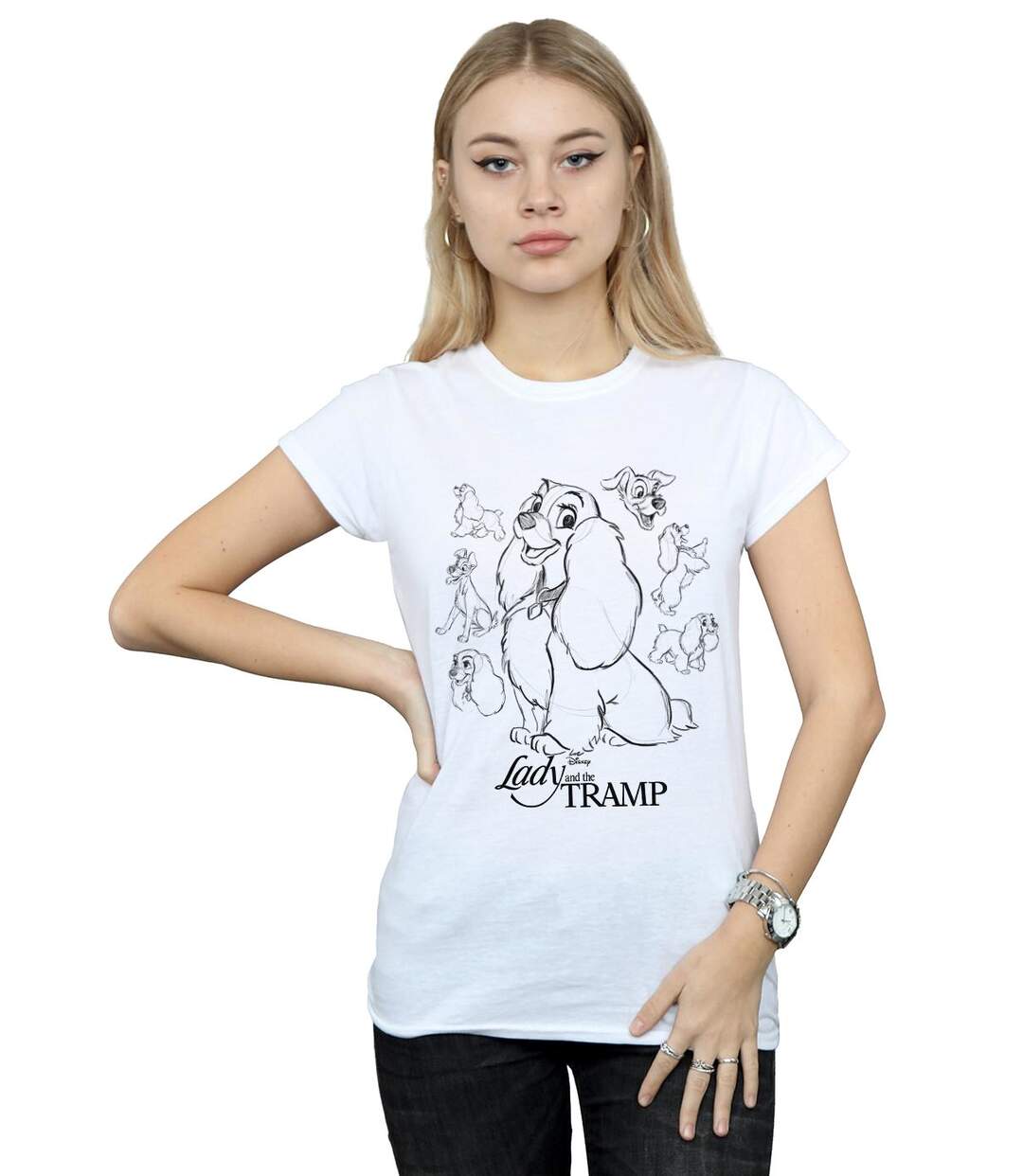 Disney - T-shirt LADY AND THE TRAMP COLLAGE SKETCH - Femme (Blanc) - UTBI16272-2