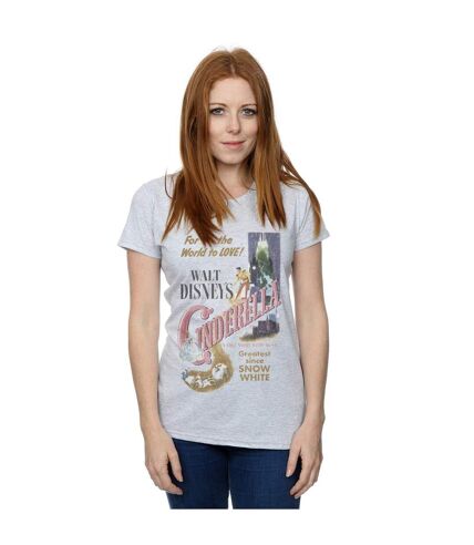 Disney Princess Womens/Ladies Cinderella Retro Poster Cotton T-Shirt (Heather Grey)