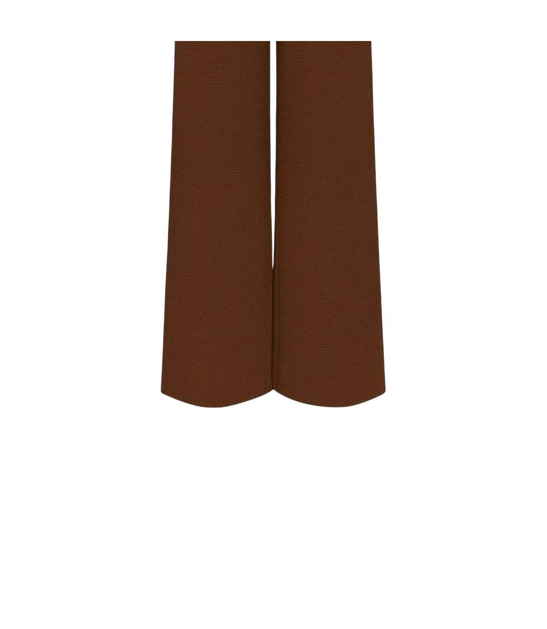 Womens/ladies Textured Wide Leg Trousers Chocolate I Saw It First-3