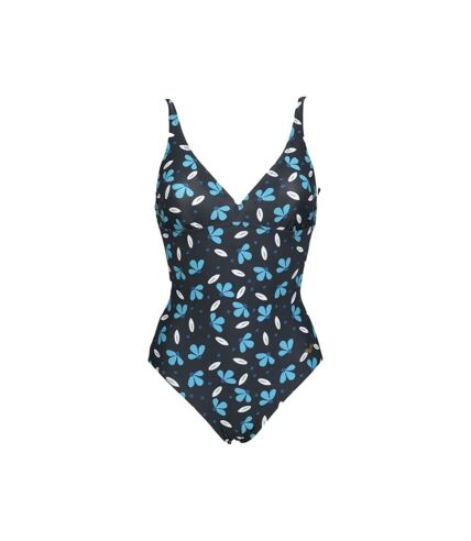 Maillot de bain 1 pièce Noir/Bleu Femme Arena Allover - 36