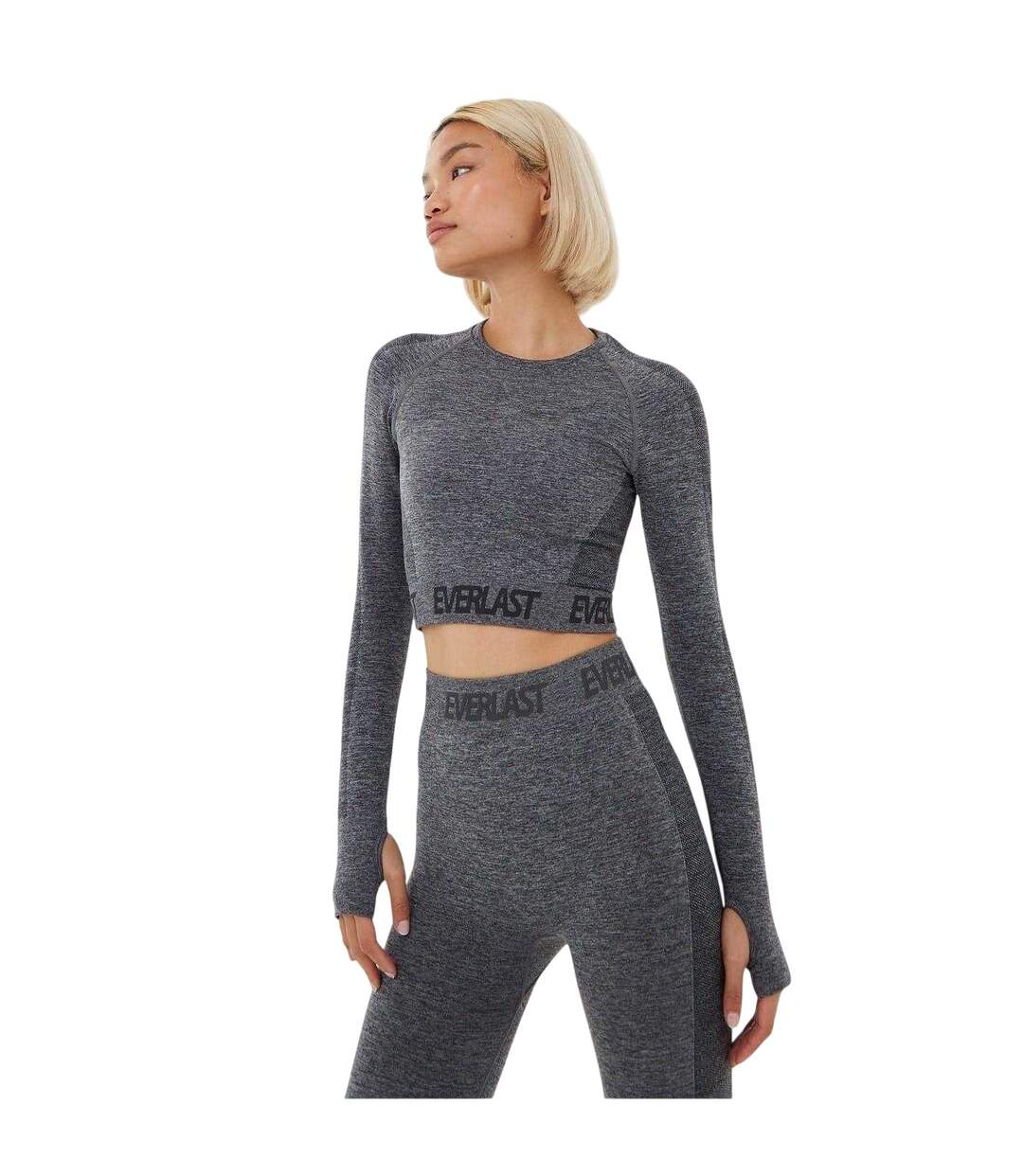 Haut Court Manches Longues Femme Charbon Chiné Chiné Everlast-2