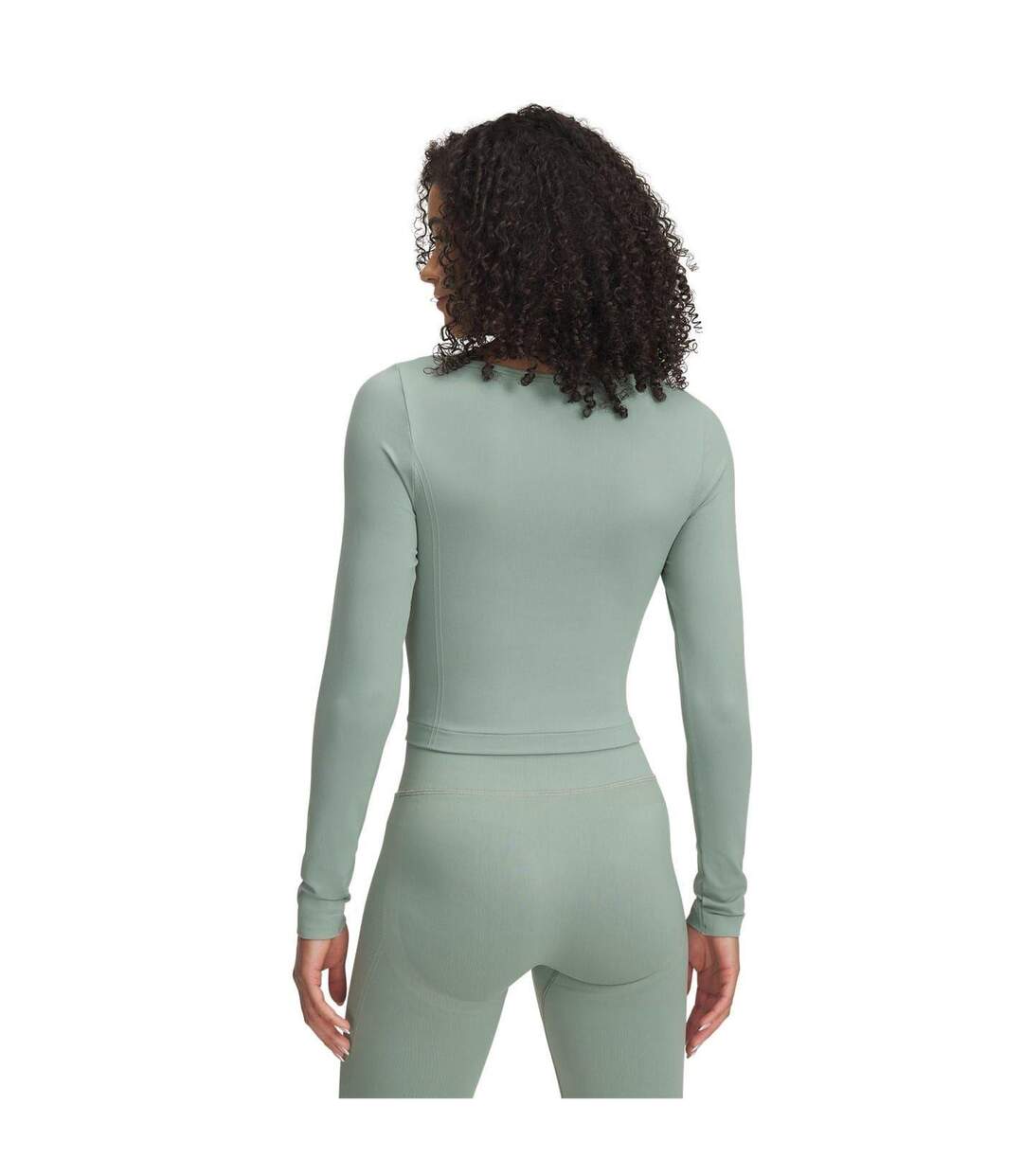 Womens/ladies Vanish Slim Long-sleeved Crop Top Light Green Under Armour-2
