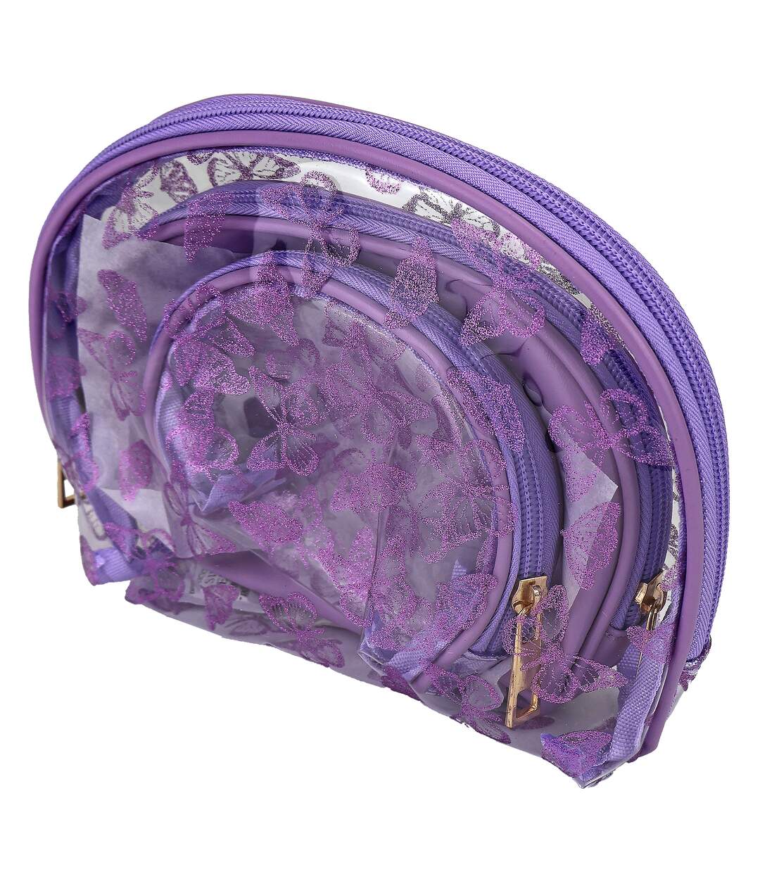3 Piece Ladies Butterfly Print Cosmetic Bag Set Makeup Toiletry Travel Bags-3