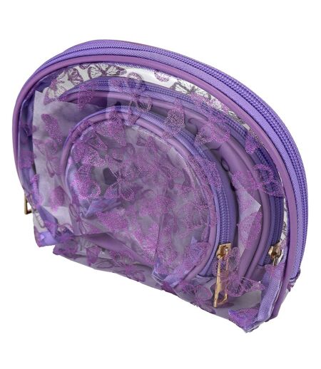 3 Piece Ladies Butterfly Print Cosmetic Bag Set Makeup Toiletry Travel Bags