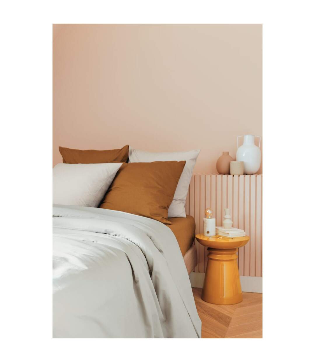 Parure de Lit 3 Pièces Percale 240x220cm Beige Lin-2