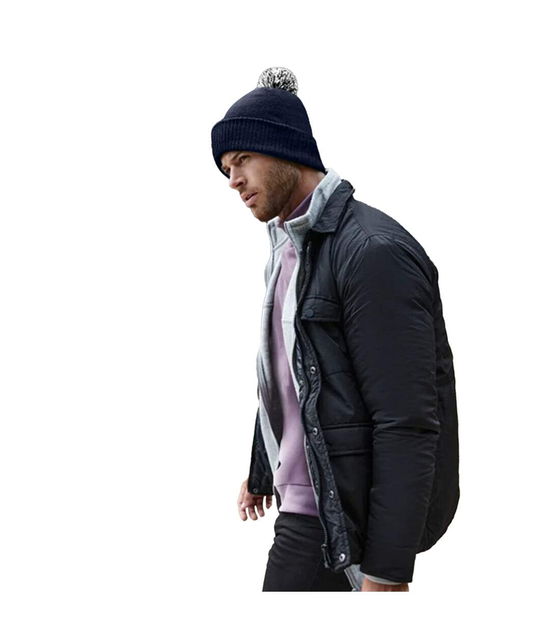 Bonnet snowstar bleu marine / gris clair Beechfield-3