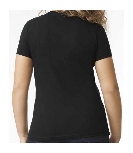 Womens/ladies soft midweight t-shirt pitch black Gildan