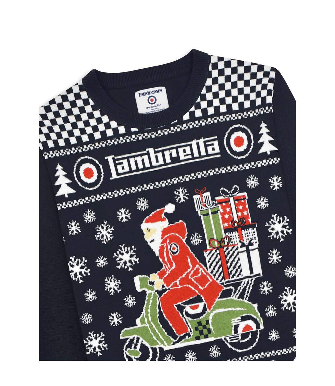 Pull Noël Motif/style Trottinette Aw25 Homme Bleu Marine Lambretta-4