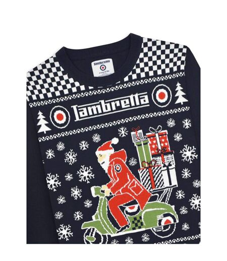 Pull Noël Motif/style Trottinette Aw25 Homme Bleu Marine Lambretta